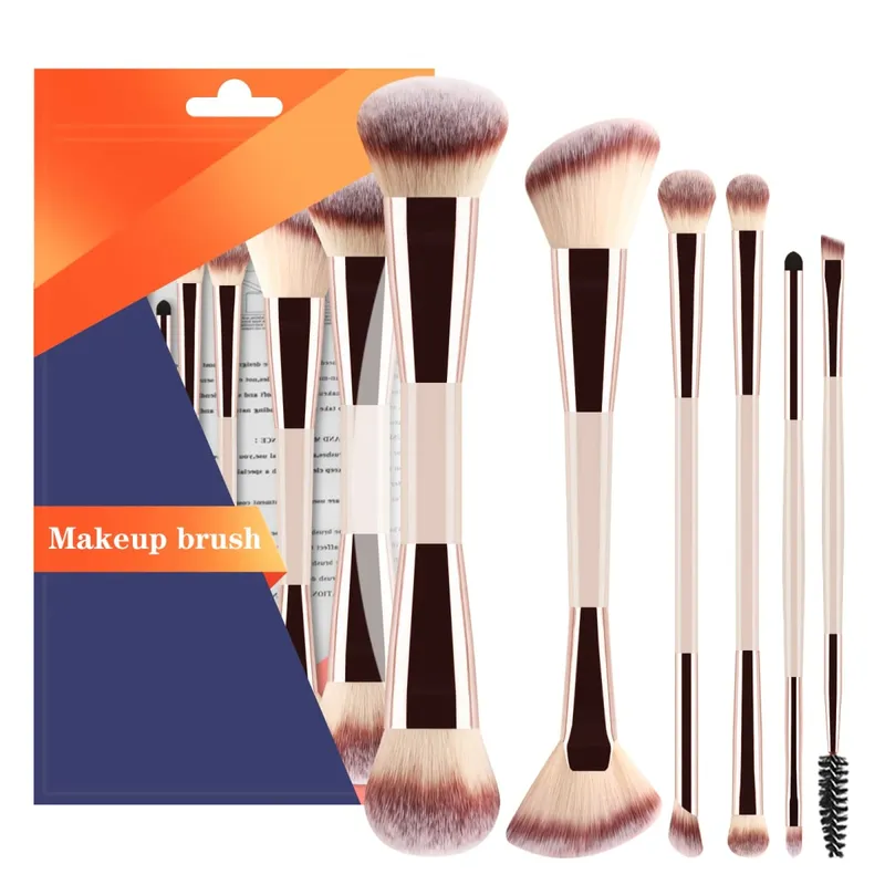 6Pcs Double Head Makeup Brush Set Powder Blush Contour Eyeshadow Eyebrow Brushes Full Face Cosmetic Tools — image 8