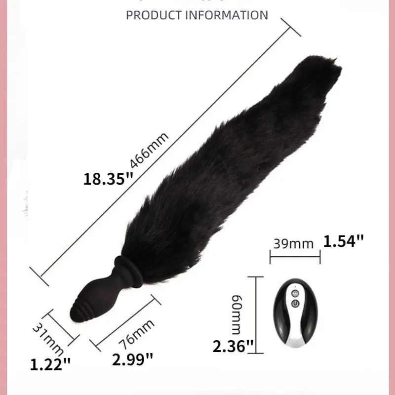 Fox Tail Anal Plug na may Remote Control Vibrating - Faux Fur at Silicone Role Play Pang-adultong Laruang Multi-Color BDSM Sex Toys para sa Mag-asawa