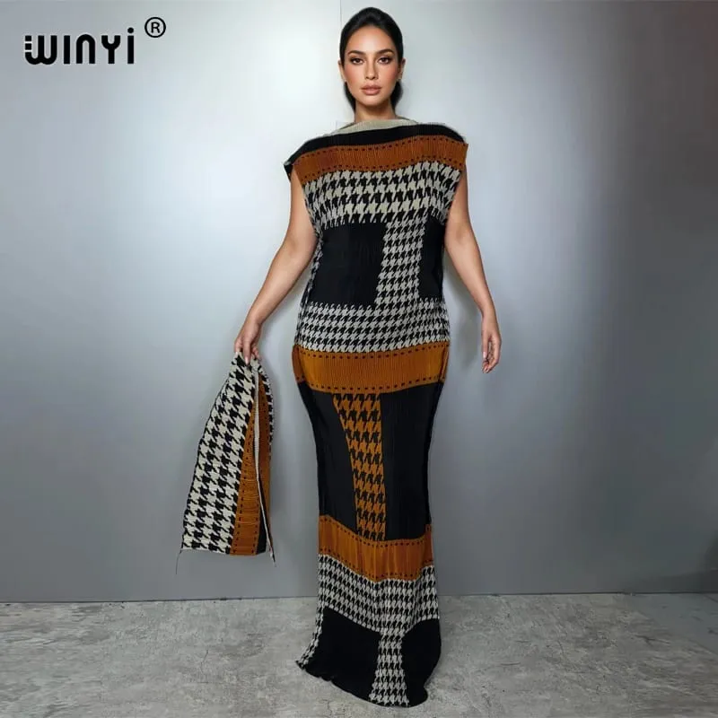 Plissado elástico fino vestido feminino design amassado plissado luxo abaya muçulmano vestido de festa poncho para mulher beach wear kaftan — image 11