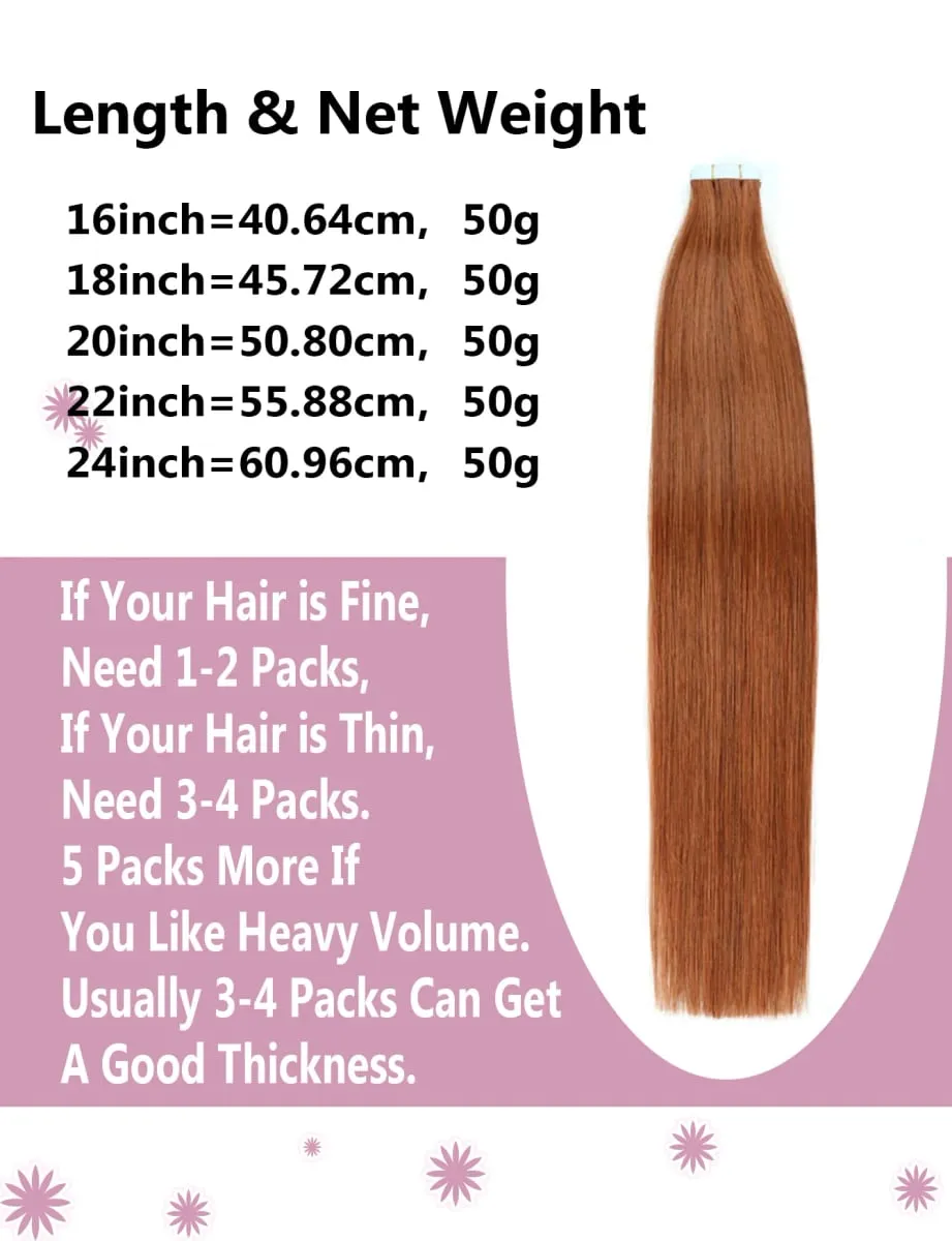 20pcs/pack Tape in Human Hair Extensions Silky Straight Real Human Hair Extensions Seamless Tape in Real Human Hair Extensions