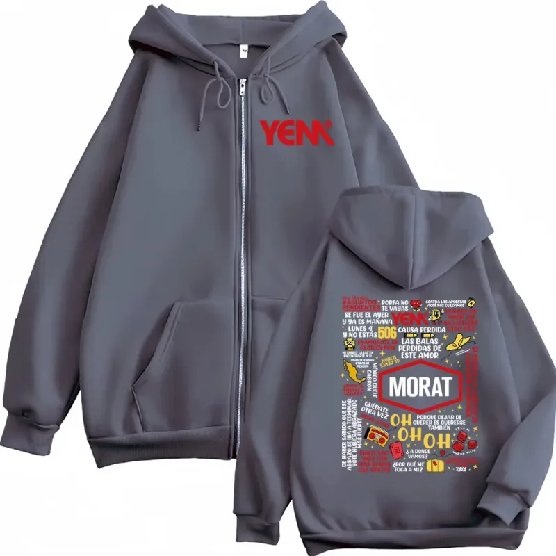 Band Morat Asuntos Pendientes Yem Printed Zip Up Hooded Sweatshirts Men Women Fashion Vintage Comfort Zipper Hoodie Coats Jacket — image 4