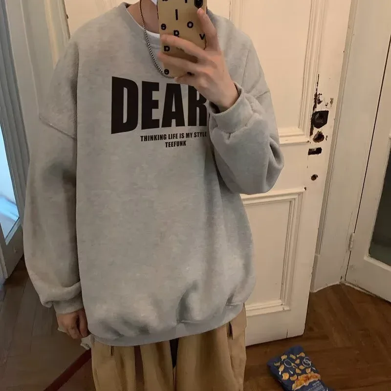 Autumn Men's High Street Letter Print O-Neck Hoodies 2026 Casual Fashion Graphic Long Sleeve Tops Y2K Youthful Basic Sweatshirts — image 10