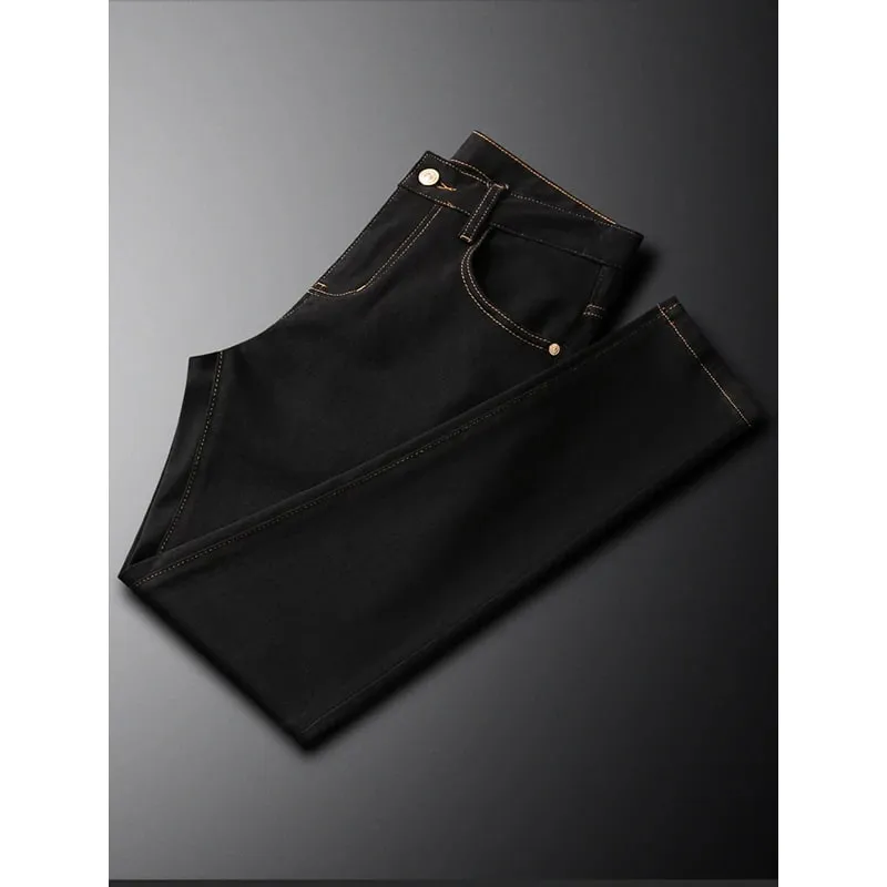 2026 Men's Black Jeans Autumn New Arrival Exquisite Embroidery Stretch Slim Fit Mid-Waist Versatile Casual Long Pants — image 9