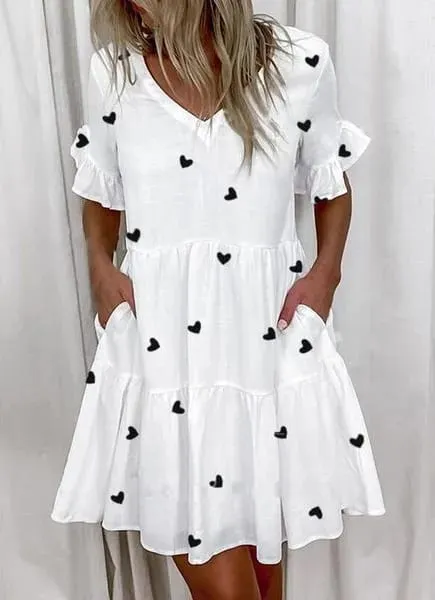 Vestido de verão feminino casual com decote em v manga curta manga borboleta floral folha carta impressão mini vestidos ysx9032 — image 12