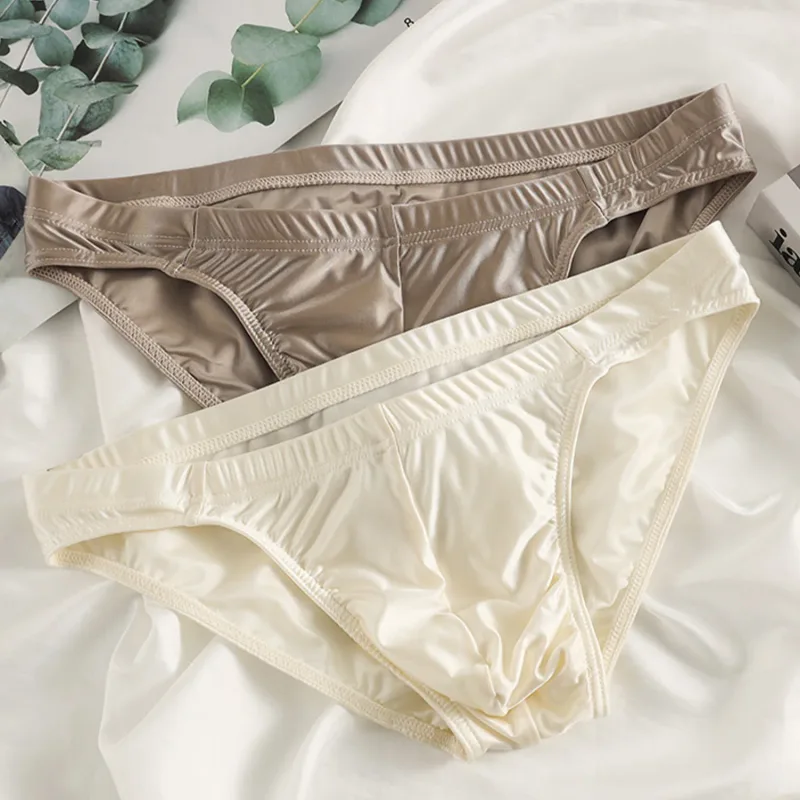 Luxury Satin-like Men Underwear Ice Silk Thin Smooth Briefs Sexy Breathable Underpants U Bulge Pouch Quick Drying Panties Cuecas — image 14