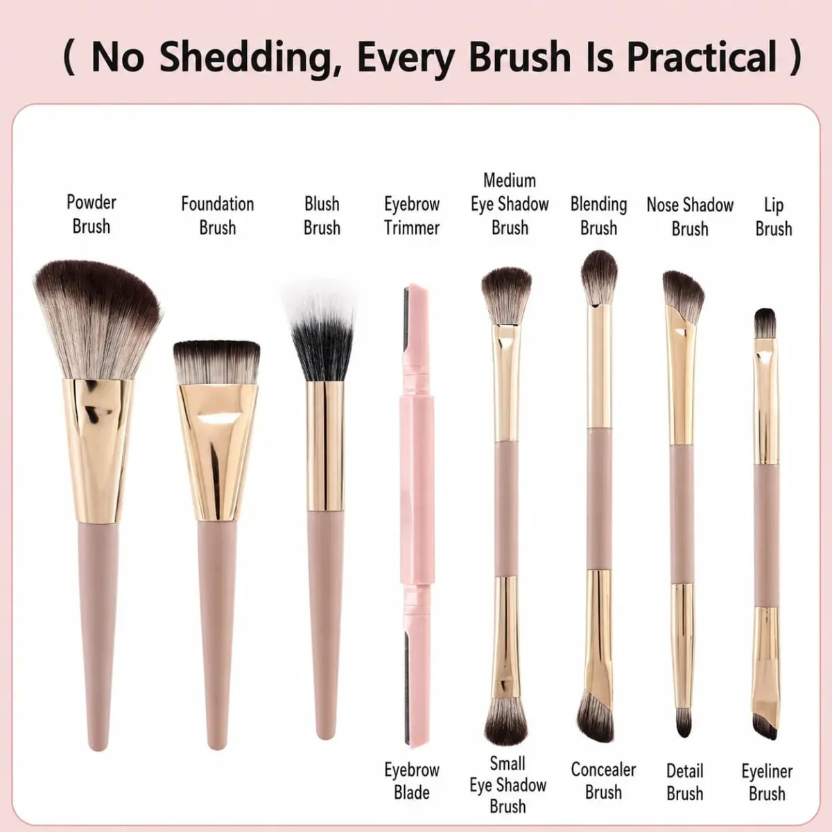 Portable 8 Piece Foldable Dual-Ended Makeup Brush Set Foundation Contour Eyeshadow Blush Concealer Brushes Travel Makeup Tools — image 2