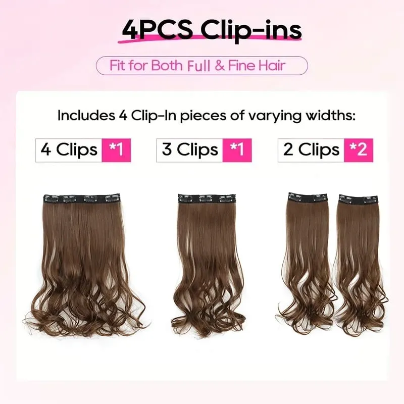 Synthetic 14Inch Short Wavy Curly Hair Extension 4pcs/set Clip -in Invisible Soft Hairpiece for Women Party Daily Use — image 5