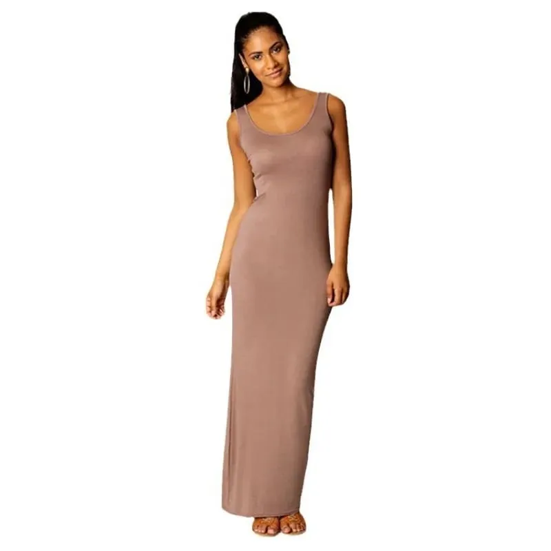 Women‘s Maxi Dress Sleeveless Bodycon Long Dress Elegant Casual Homewear Spring Summer Cool Solid-Color Dress — image 4