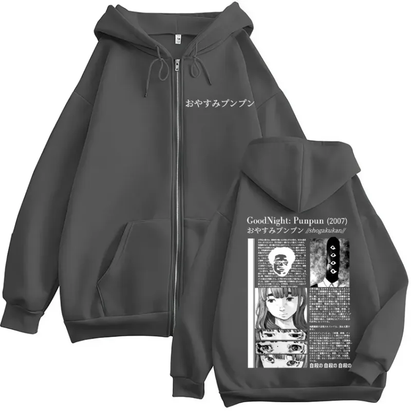 Oyasumi Goodnight Punpun Aiko Tanaka Manga Zipper Hoodies Men Women Clothing Fashion Oversized Zip Up Hooded Sweatshirts Jackets — image 5