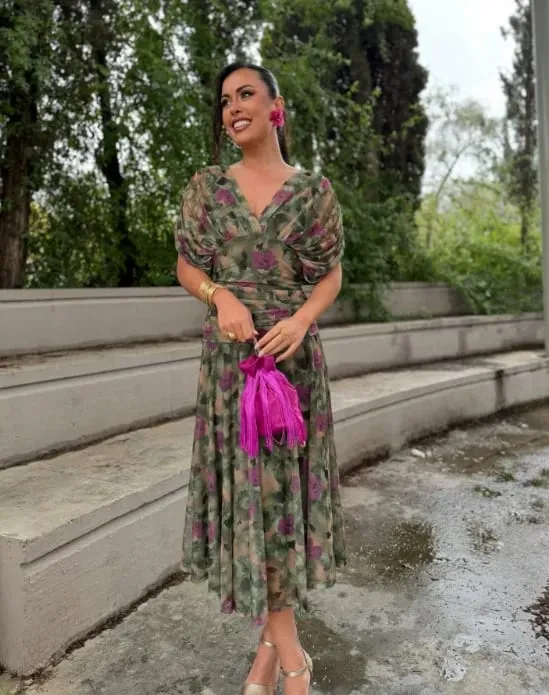 Women Solid Deep V-neck Mesh Long Dress Elegant Puff Short Sleeve Ruched Waist High Vestidos 2026 Summer Lady Casual Street Robe — image 13