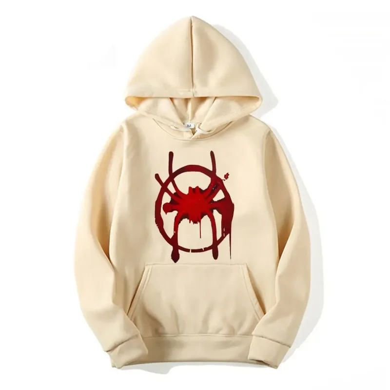 Roupas esportivas casuais masculinas e femininas. Novo moletom preto com capuz. Moletom masculino com estampa de símbolo de aranha Miles Morales. — image 4