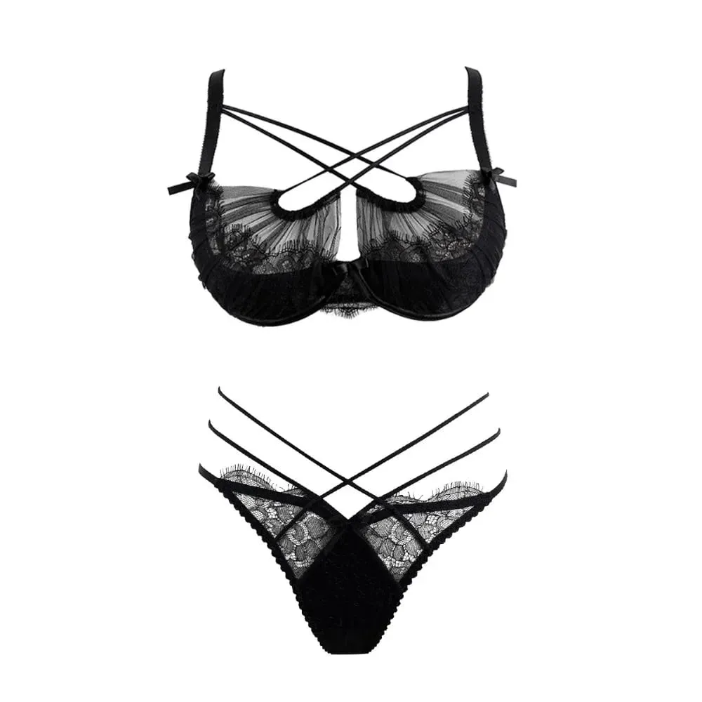 Luxury French Cross Layered Mesh Camisole Chest Pad Women Christmas Sexy Sheer Sleeveless Tank Top Lingerie Vest Winter Wear — image 6