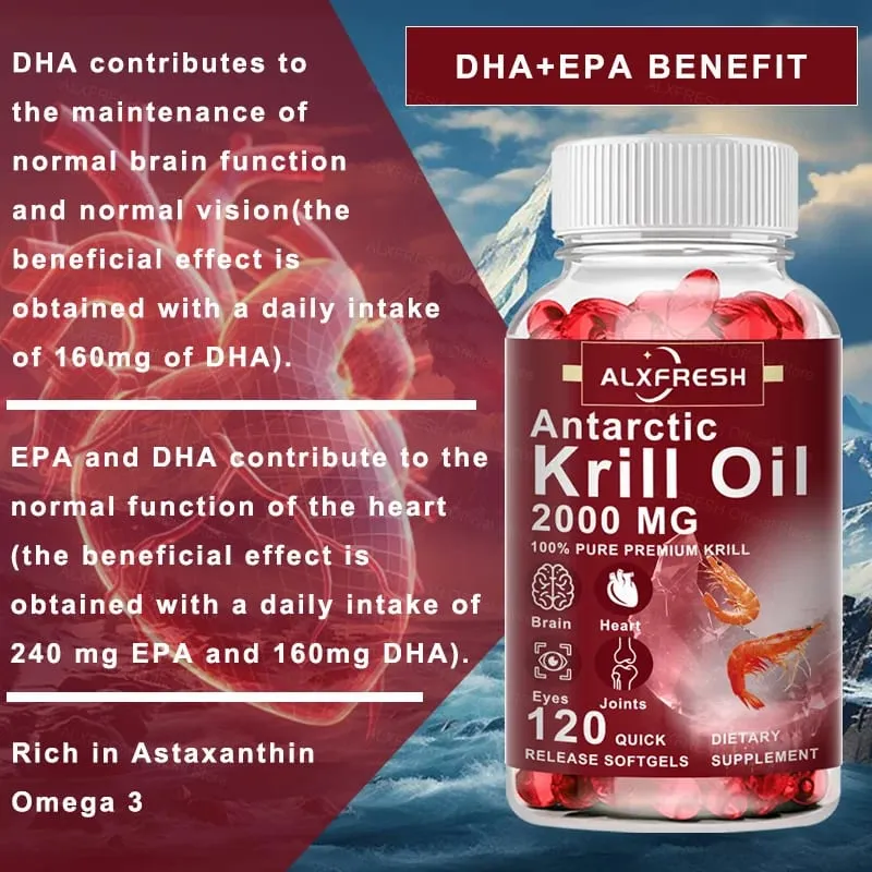 Krill Oil Capsules Improve Cholesterol Mood Antidepressant Effects Cardiovascular Protection Brain Cognitive Anti-inflammatory