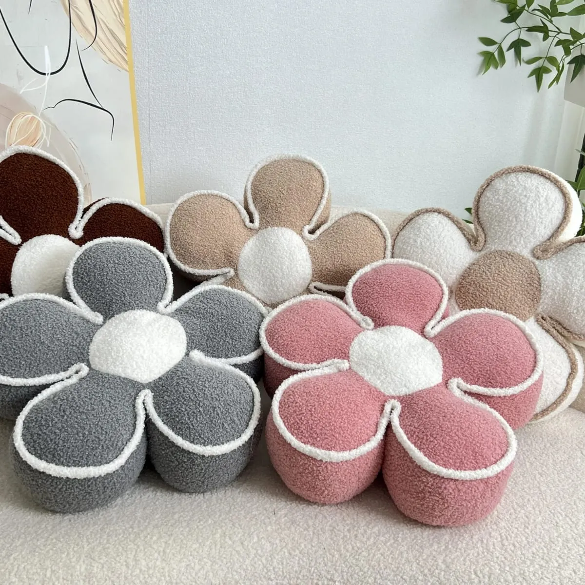 PP Cotton Filled Sunflower Pillow Flower Petal Shape Sofa Cushion Headrest Backrest Pad Living Room Bedroom Bay Window Decor — image 7