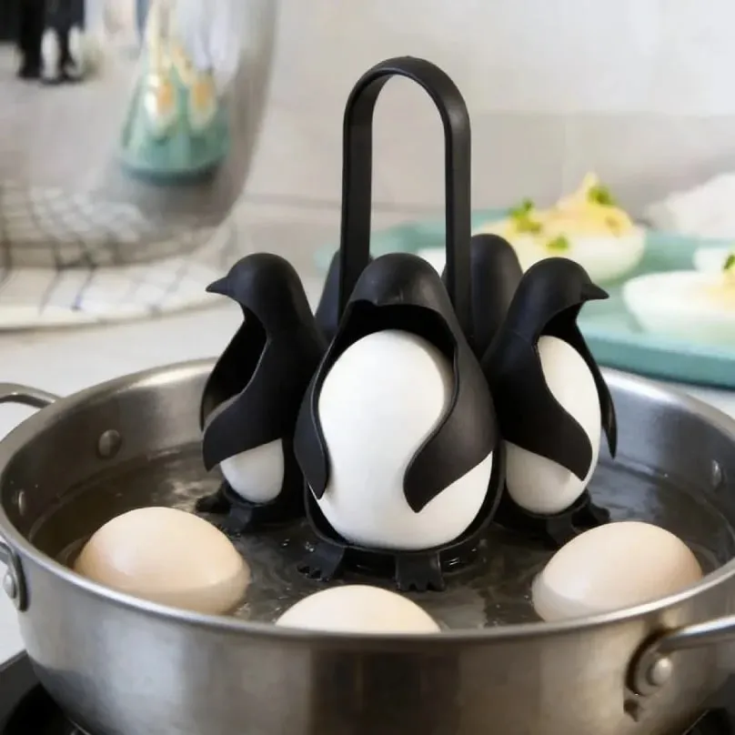 Cute Penguin Egg Boiler for Kitchen Gadget Egg Cooking Tool Egg Steamer Rack with Handle for Boiling Eggs — image 2