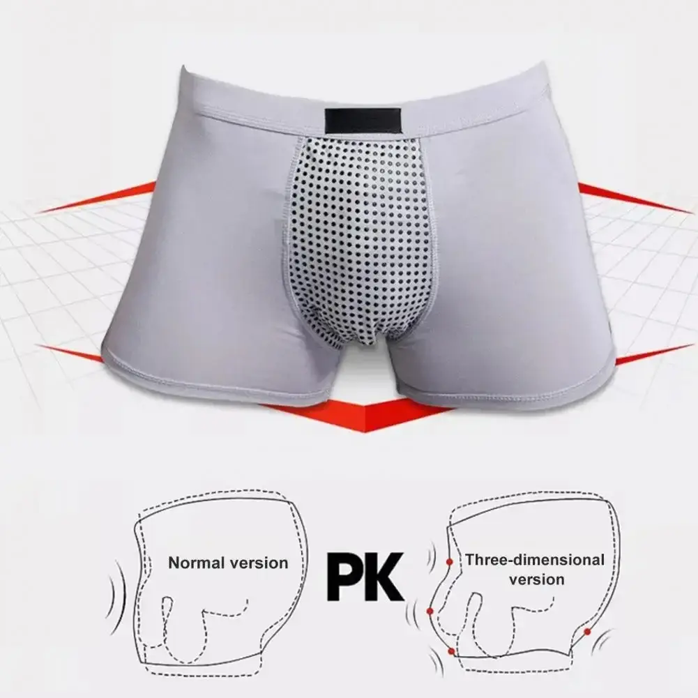 Men Boxers Sweat Absorption U Convex Magnetic Physiological Underwear Massage Solid Color Plus Size Men Underpants Inner Wear Cl — image 5