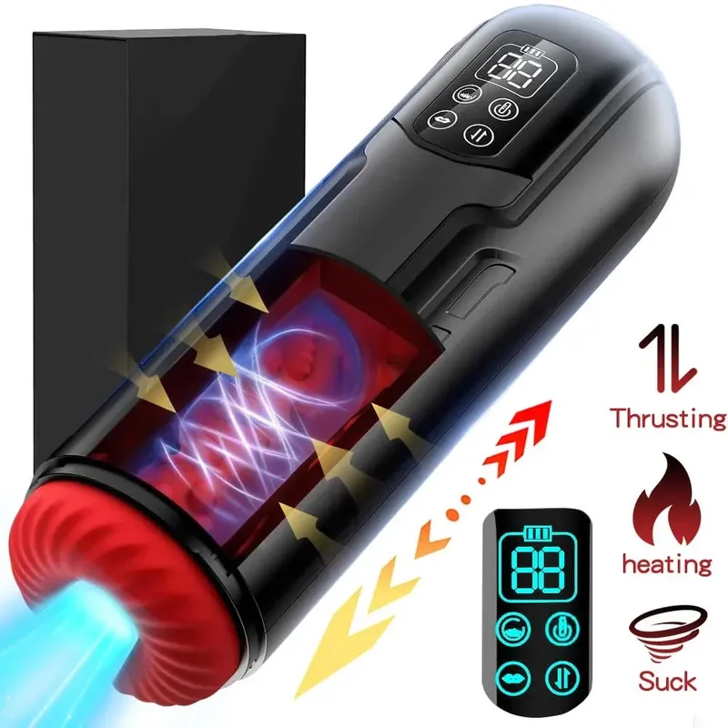 Male Masturbator Penis Pump with 9 Sucking Thrusting Heating Modes Stroker Blowiob Machine LCD Display Adult Sex Toy for Men — image 8