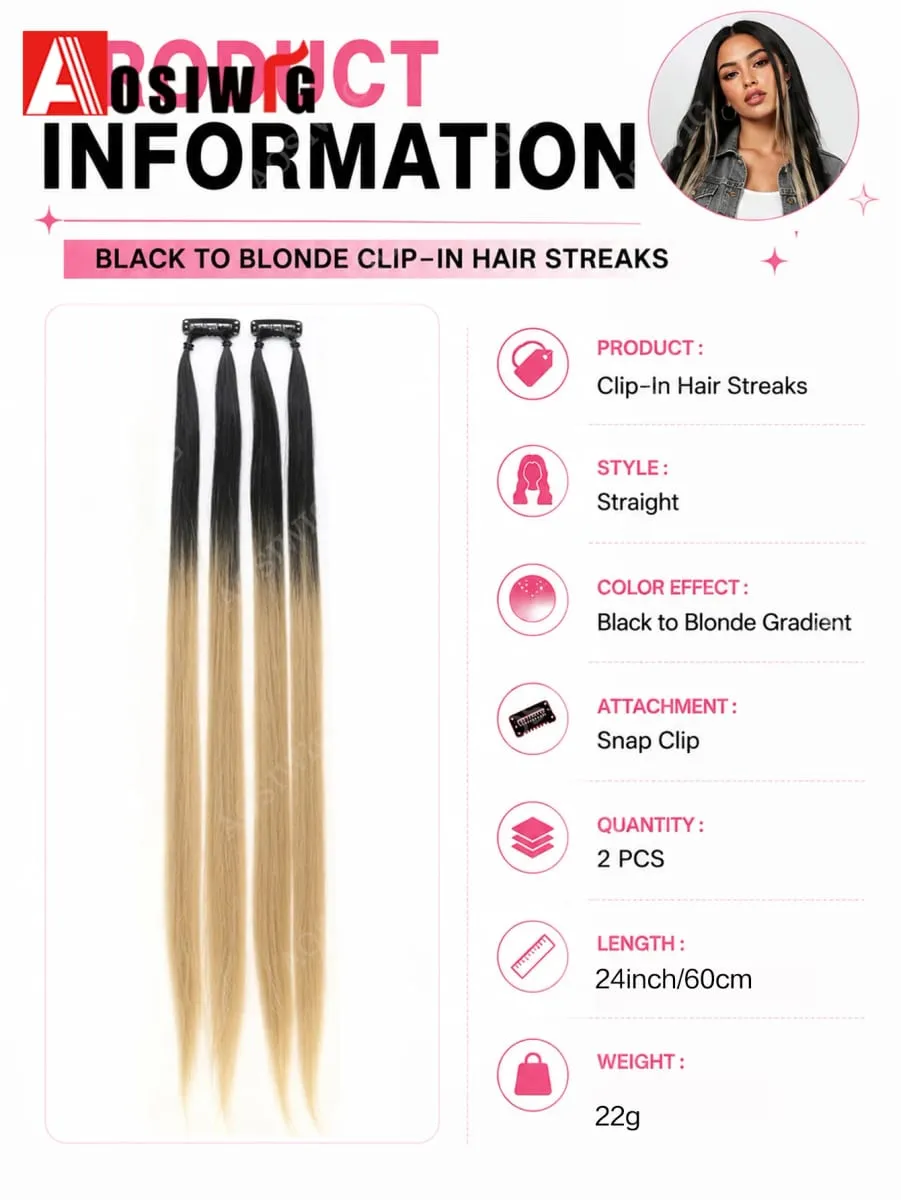 BB Clip Hair Extensions Colorful Highlight Strands Clip In Synthetic Straight Hairpieces for Women Party Festival Daily Hair Sty — image 3