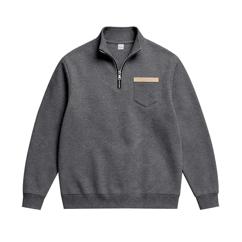 Mga Lalaki 2026 Autumn Winter Hot Item Fleece Lined Stand Collar Loose Vintage Sweatshirt Casual Commuter Fashion Lalaki Pang-araw-araw na Panlabas na Kasuotan — image 33