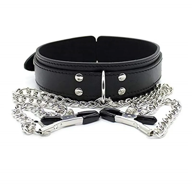 Mga Larong Pang-adulto Mga Sexy na Laruan Para sa Babae Mag-asawa BDSM Pagkaalipin Fetish Collar Chain Collars Nipple Clamps Vagina Clitoris Sex Products 18+