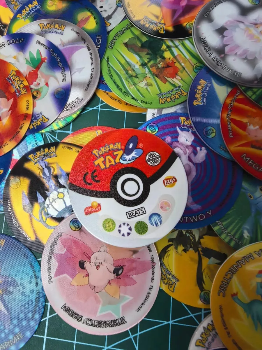 10-90Pcs 3D Flip Pokemon ZA Mega Evolution Tazos Complete Set Lenticular Round Pogs Eco Plastic 4cm Anime Collectible Game Cards