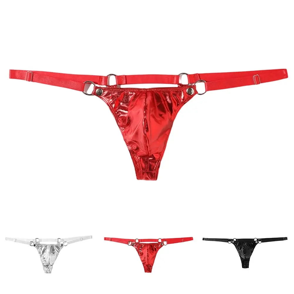 1pc Mannen Lakleer G-String Sexy Thong V-back Lage Ring Rise T-back Ardennen Pouch Lingerie ondergoed Gay Sissy Hot Clubwear — image 10