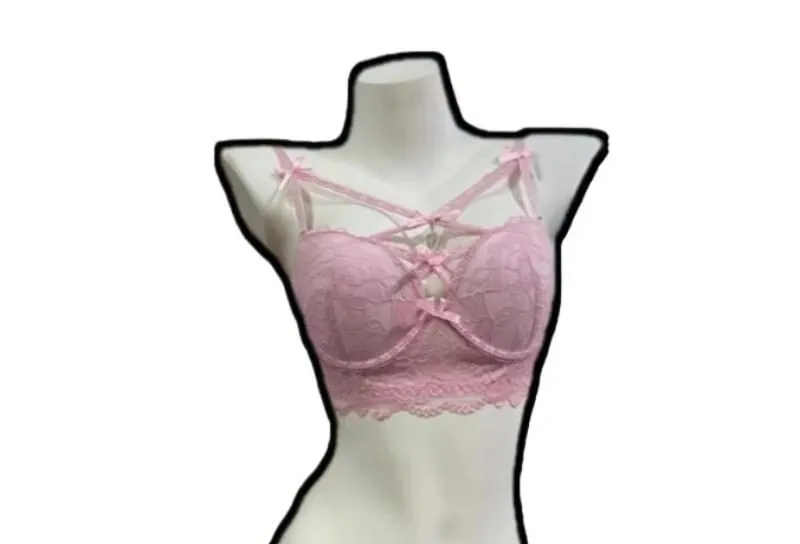 Conjunto de sutiã e calcinha de renda atraente, pingente de coração, detalhe de busto, design push-up, lingerie macia feminina S-XL 32-38AB — image 4