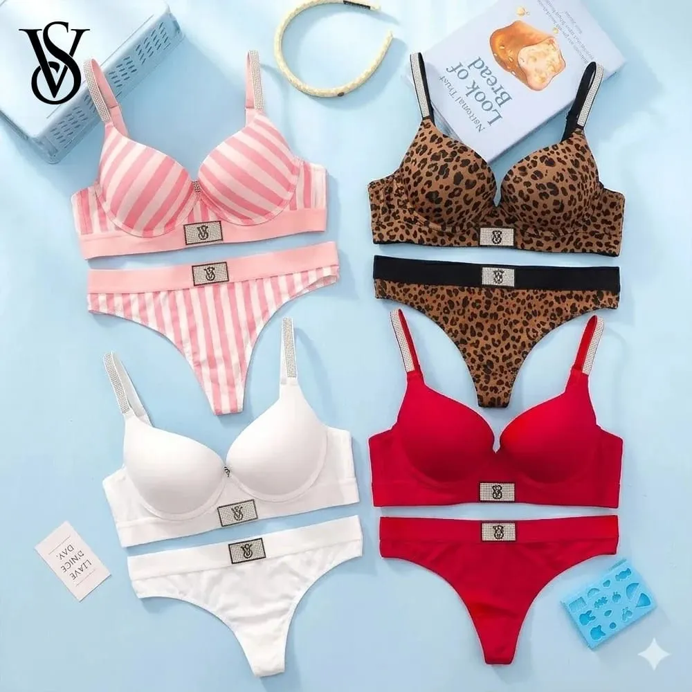Victoria s Secret Wireless Demi T Shirt Bra Panties Set Sexy Lingerie Women Bra Set Lace Push Up Comfortable — image 1