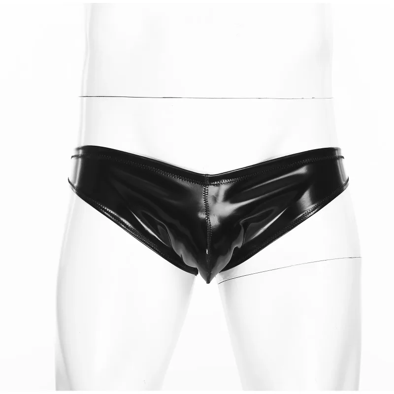 Mens Lingerie Glossy Latex Briefs Bulge Pouch Underwear Lingerie Swim Trunks Wet Look Panties for Nightclub Bodybuilding Raves — image 2