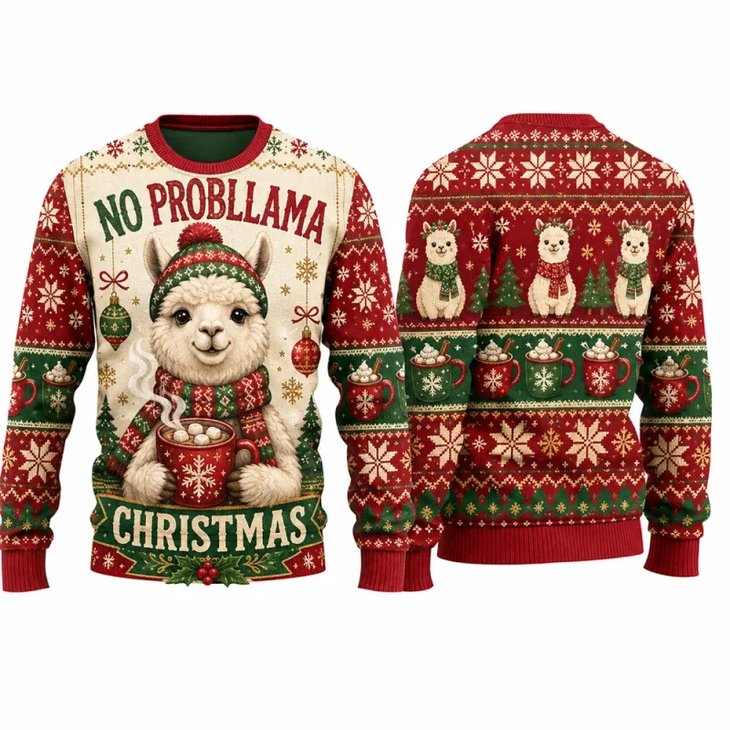Goaty And Bright Christmas Sweatshirt Funny Goat 3D Printed Crewneck Long Sleeve Unisex Ugly Xmas Sweater Holiday Party Pullover — image 4