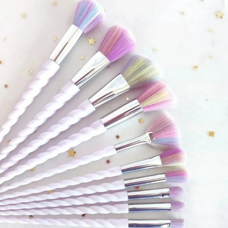 Colorful 10-Piece Makeup Brush Set Crystal Handle Concealer Brushes Beauty Health Cosmetic Tools Make Up Tools — image 1