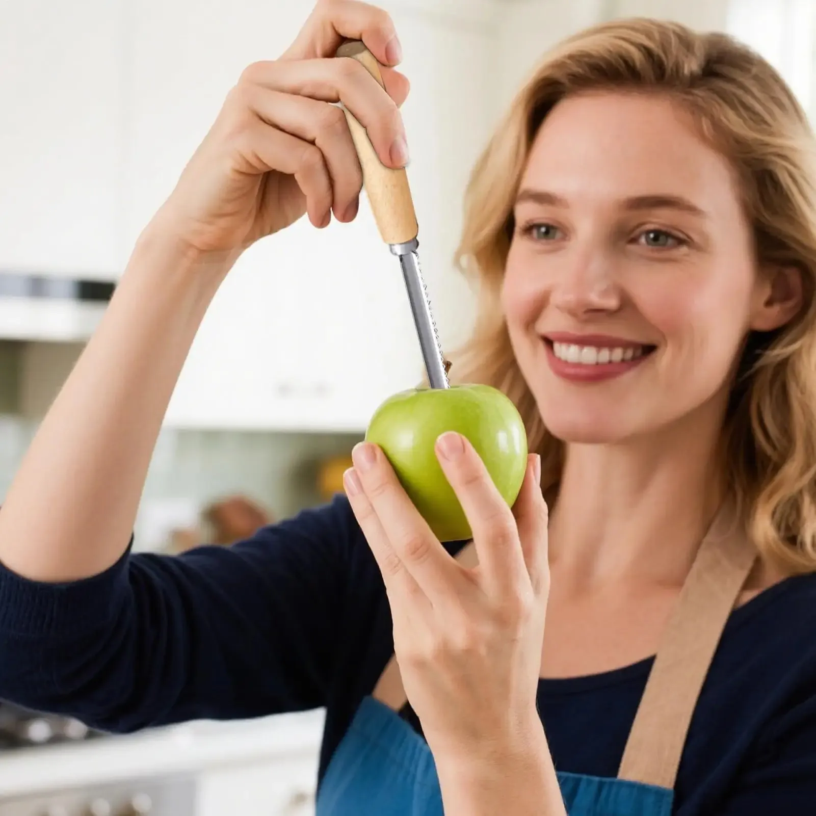 Stainless Steel Fruit Corer Multi-Function Pitter with Wood Handle Kitchen Fruit Slicing Cooking Juicing Canning Platters Tool — image 5
