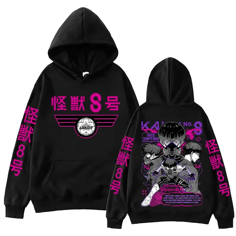 Anime Kaiju No 8 Soushirou Hoshina Cartoon Hoodies Oversized Hooded Sweatshirt Long Sleeves Cotton Hoodie Men Women Clothes