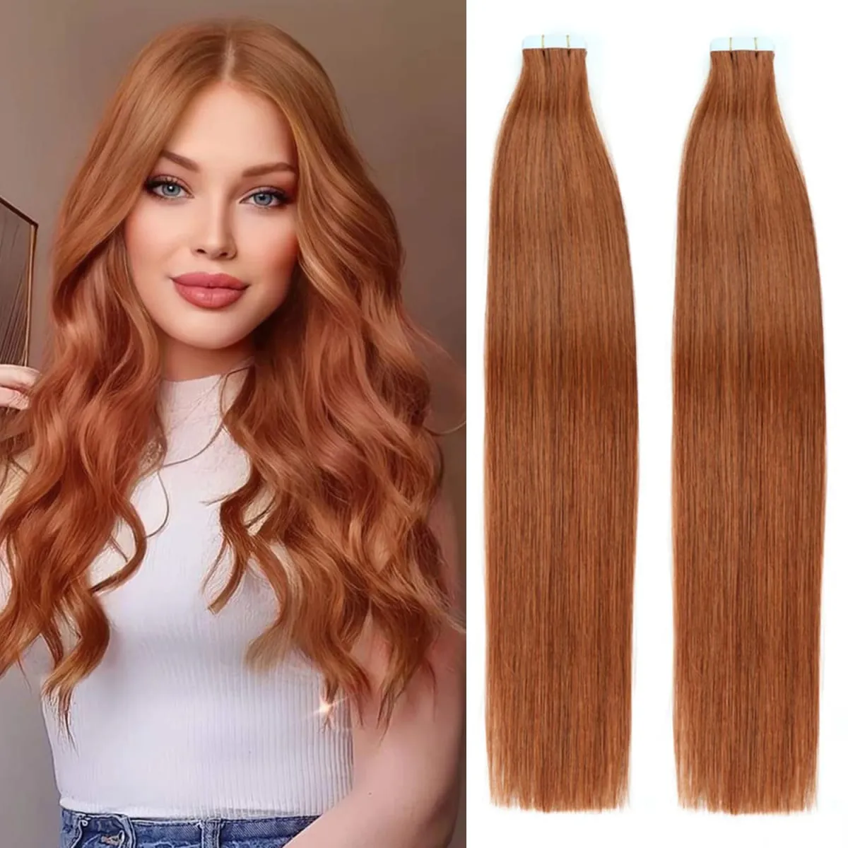 Silky Straight Tape ins Human Hair Extensions Tape in Hair Extensions Human Hair 40 Pcs/Pack Real Human Hair Tape in Extensions