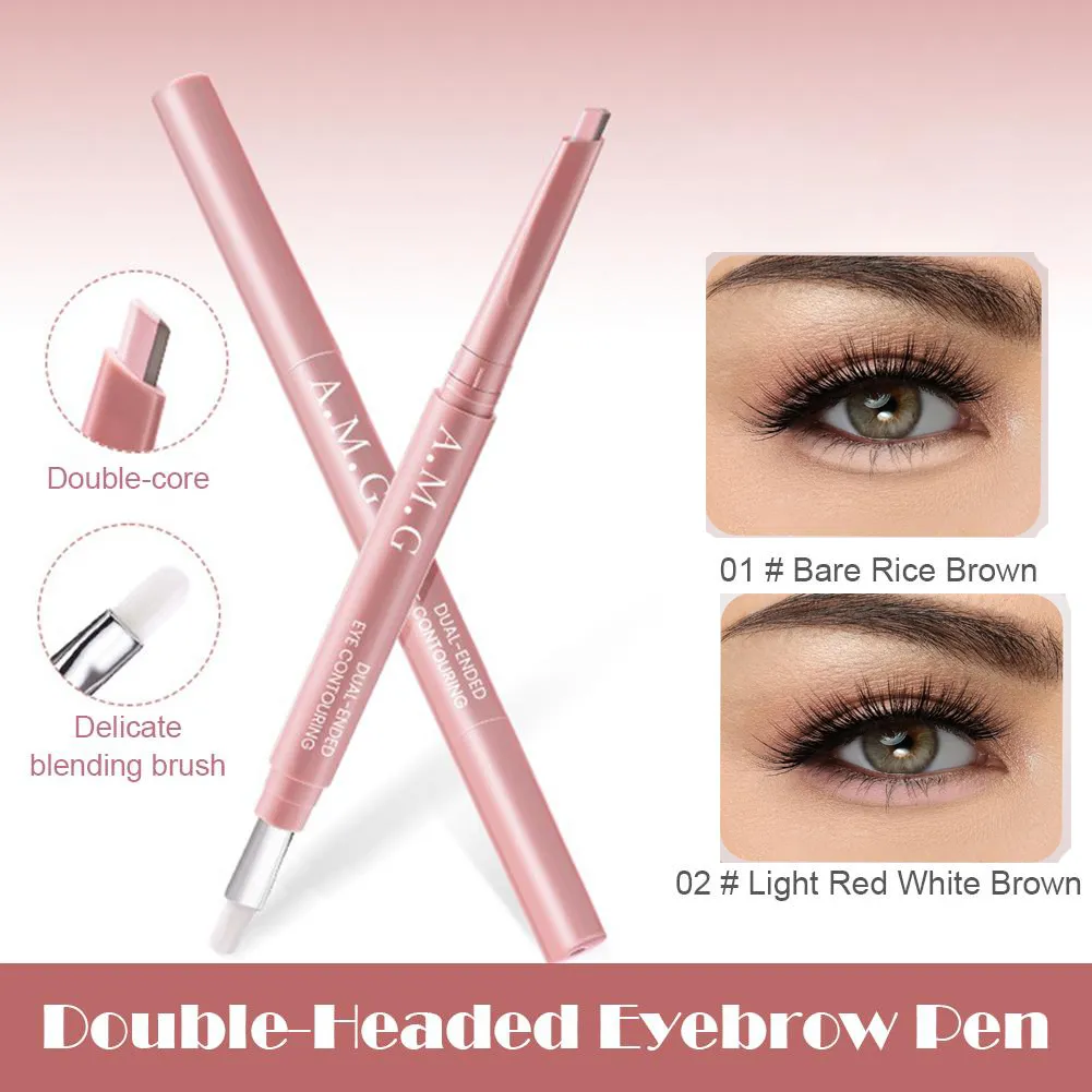 Double-headed Silkworm Eyeliner Pen Creamy Smooth Blendable Lying Silkworm Pencil Under Eye Highlight Contouring Pen With Brush — image 1