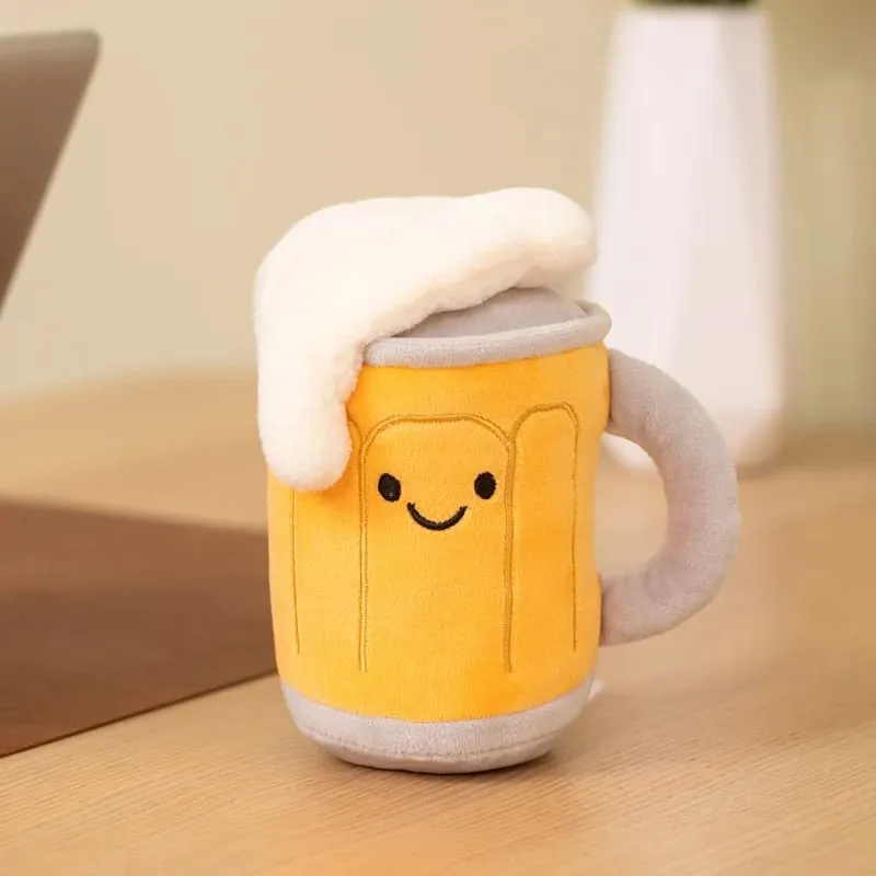 11~19cm Cute Beer Glass Bottle Drink Can Beer Barrel Plush Pillow Stuffed Kawaii Humanoid Plushie Party Prop Man Gift