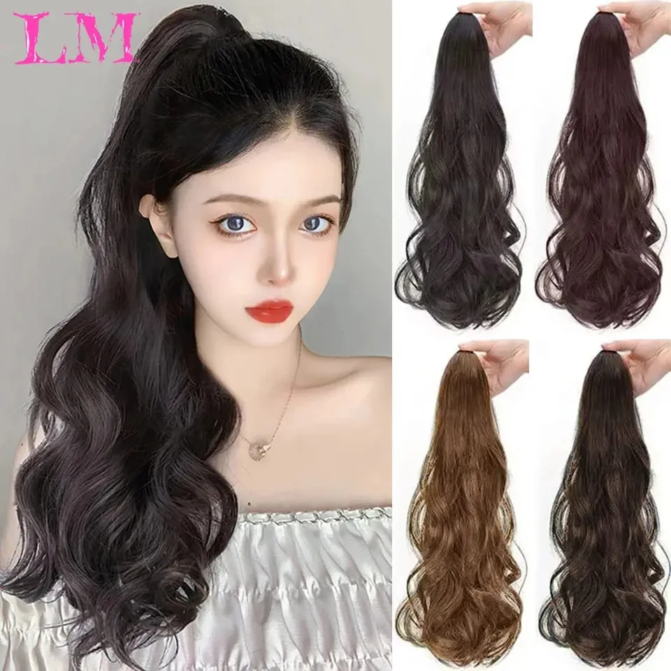 LM Synthetic Ponytail Extension Claw Curly Wavy Clip in Hairpiece Ponytail Hair Extensions Long Pony Tail Synthetic for Women — image 2