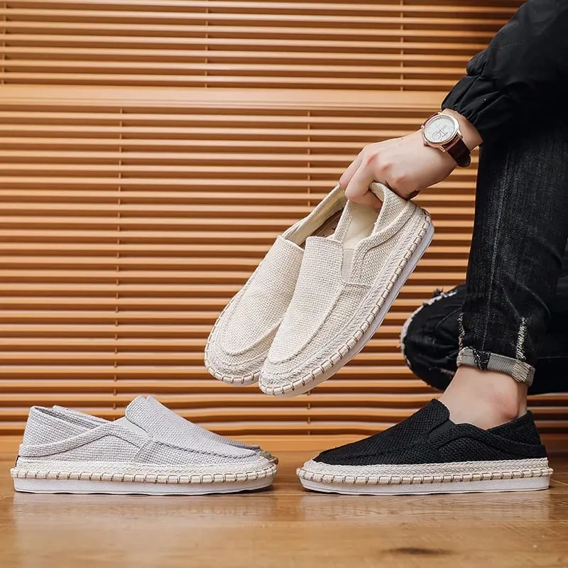 Summer Casual Loafers Men Breathable Slip on Urban Shoes Men Classic Linen Canvas Sneakers Male Light Flats Lazy Shoes Кроссовки — image 5