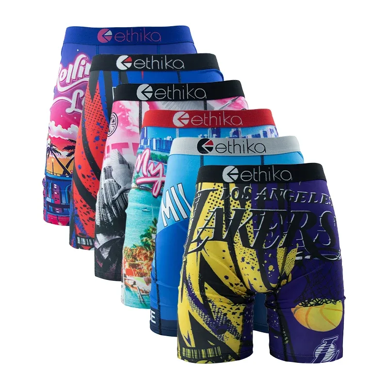 6 pçs roupa interior masculina boxers respirável homem cuecas de natação plus size impressão calcinha dos homens troncos boxershorts masculinos sexy 3256808405934532