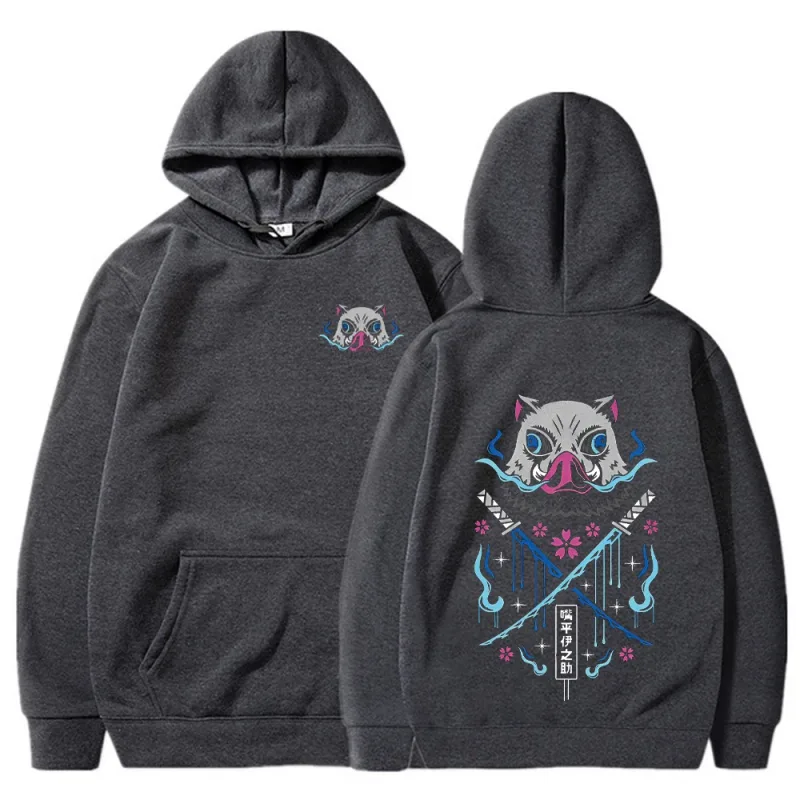Inosuke anime hoodies das mulheres dos homens kimetsu não yaiba kawaii manga sweatshirts gótico harajuku com capuz pulôver casual streetwear — image 3