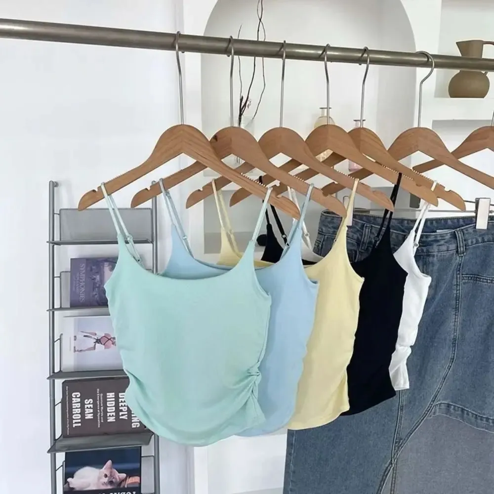 Simple Sleeveless Suspender Vest Slim With Padded Cups Camisole Underwear Short Vest Sports Activities — image 7