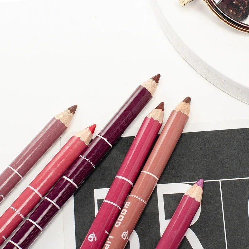 Delineador labial antiincrustante profissional, 28 cores, caneta de batom profissional, à prova d'água, lápis de contorno labial, maquiagem duradoura, delineador cremoso