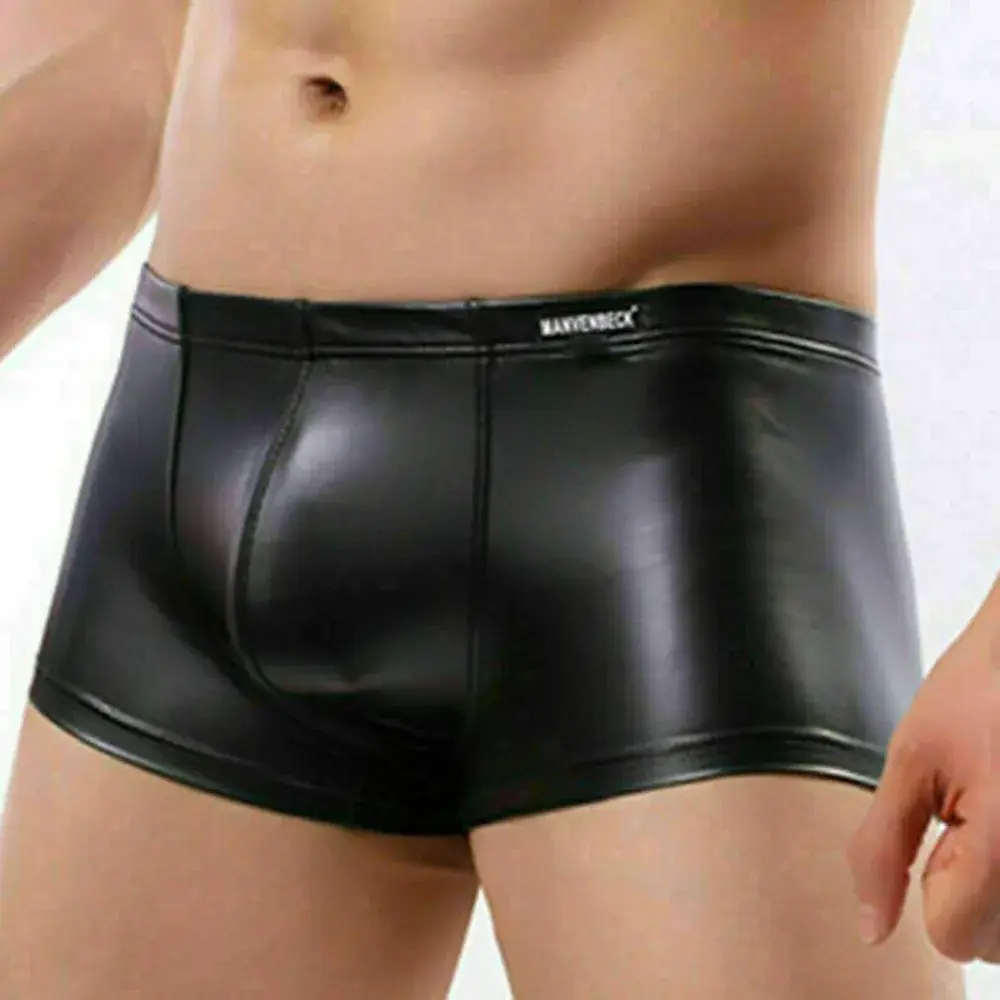 Sexet Herreundertøj Bulge Pouch Boxershorts Trunks Natklub Wet Look Lavtalje Mand Trusser Boxers Lingeri — image 2