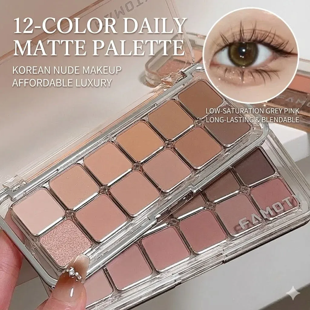 Palette de fards à paupières 12 couleurs à faible Saturation, tout mat, thé abricot, maquillage pour les yeux, maquillage quotidien de la terre, ombres à paupières longue durée — image 5