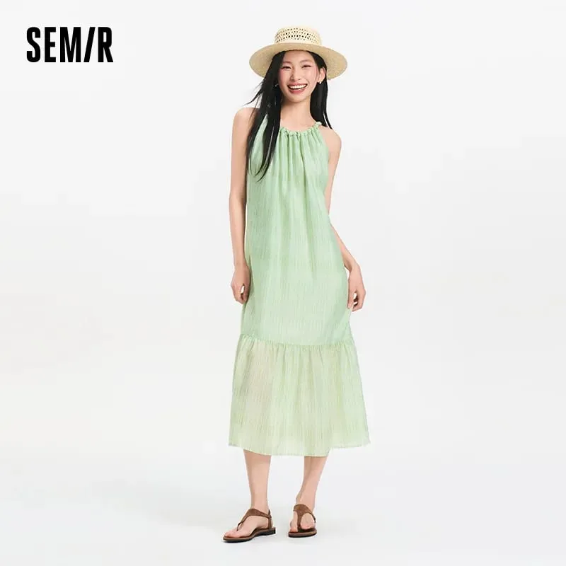 Semir 女性ドレスちょう結びテクスチャーホルターネック休暇 A ラインマキシ 2026 夏ロマンチックなフレッシュエレガントソフト快適なホリデートップ — image 5