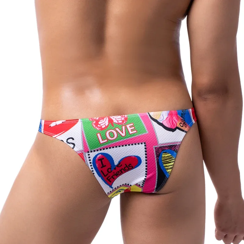 Naka-print na Brief Panlalaking Panloob Sexy Slip Hombre Bikini Briefs Man U Convex Underpants Cuecas Calzoncillos Mesh Mens Lingerie — image 12