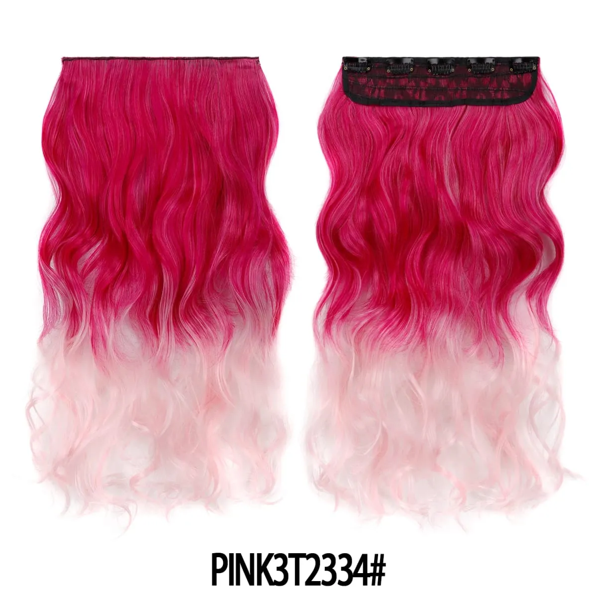 Jeedou uma peça 5 clipes ondulado ombre clipe em extensões de cabelo longo onda de água cabelo encaracolado sintético pedaço arco-íris colorido cabelo — image 25