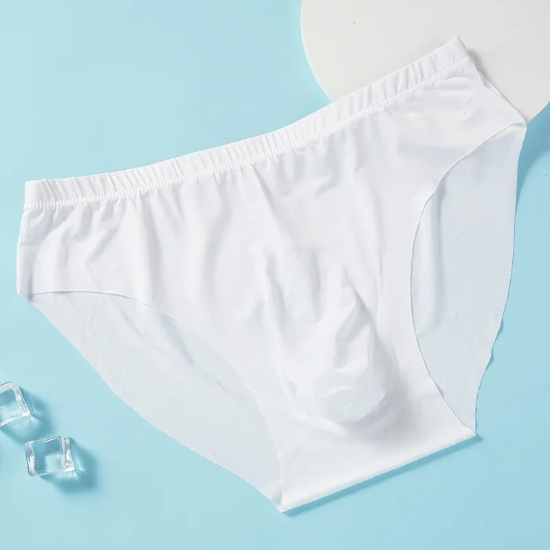 4pcs 남자의 얼음 실크 팬티 여름 투명 원활한 섹시한 빠른 건조 유행 통기성 속옷 초박형 팬티 — image 8