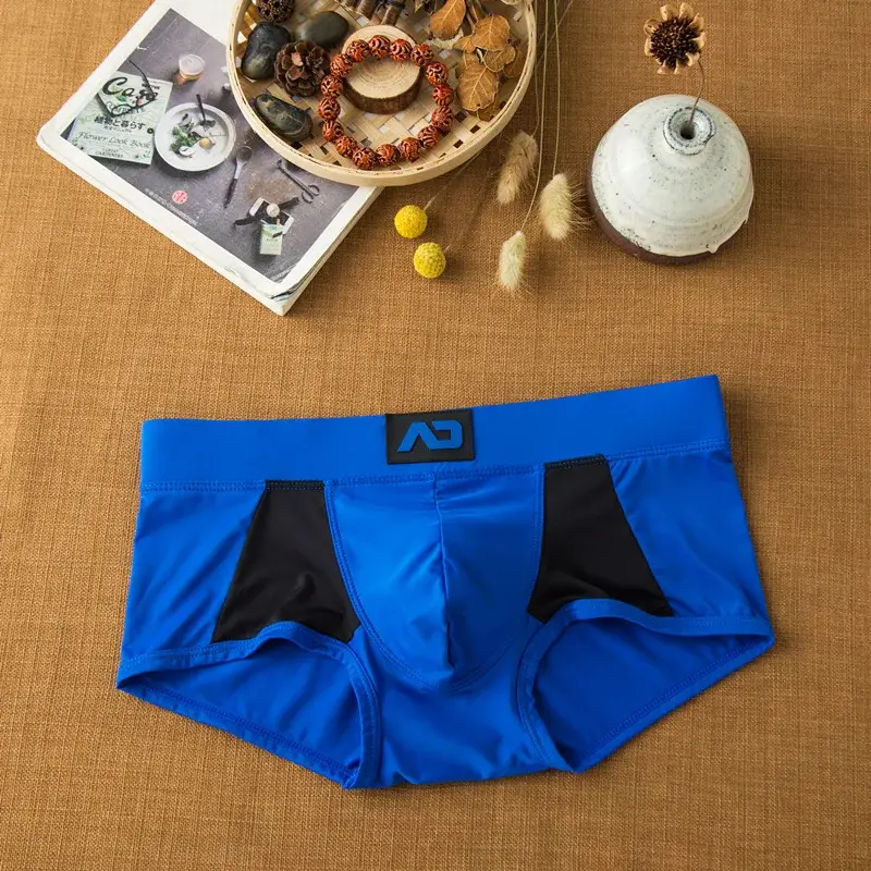 Cueca masculina de seda com leite de ângulo plano, confortável e adequada para a pele, respirável, sedosa, suave, secagem rápida, boxers baixos — image 7