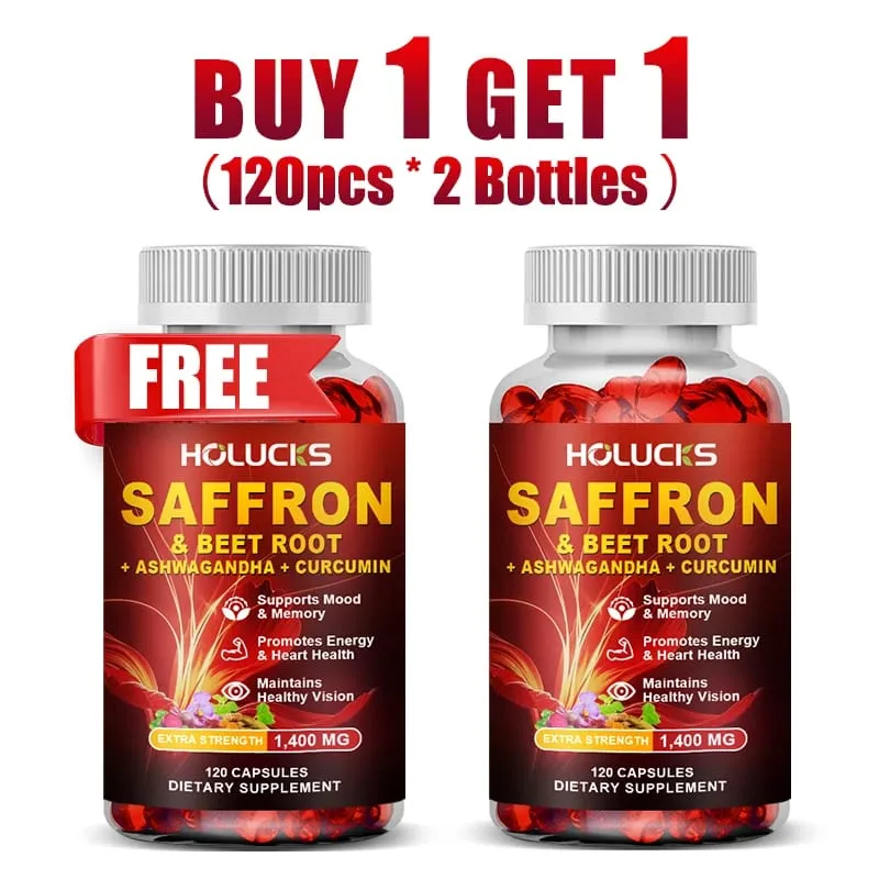 Buy 1 Get 1 Free! Saffron Extract 1400mg Supplement for Hormone Balance Period Comfort & Natural Well-Being Stress Relief